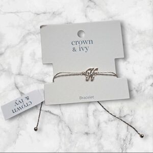 Crown & Ivy Silver Adjustable Charm Bracelet-K